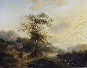 Andreas Schelfhout Travellers on a country lane Spain oil painting artist